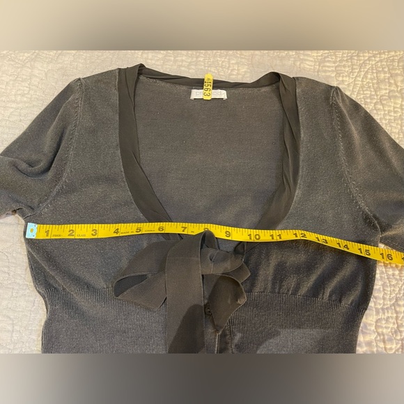 Promod Cropped Short Sleeve Cardigan, Gray with Contrast, Size S - Picture 7 of 9